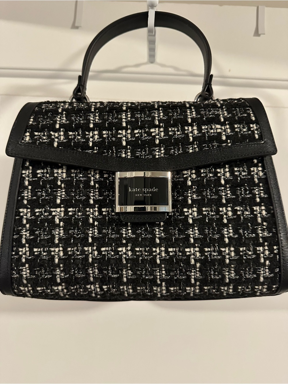 kate spade Black & White Tweed Top Handle Satchel